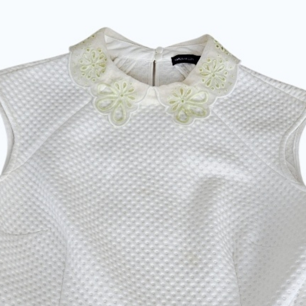 Karen Millen White Textured Peplum Peter Pan Collar - Picture 9 of 10